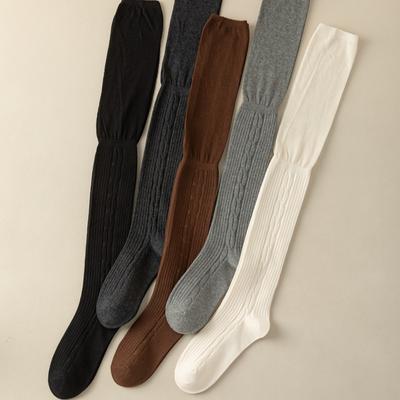 Women Stockings Cotton Knitted Solid Color Long Socks Thigh High Stockings JK Girls Lolita Cute Knee High Socks Thigh High Socks