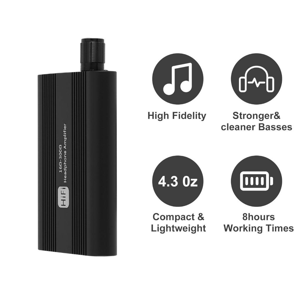 Portable HiFi Headphone Amplifier Amp 3.5mm Headset Amplifier Two-Stage GAIN