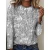 QICED Women's Fashion Casual Long Sleeve O-Neck Blouses & Shirts