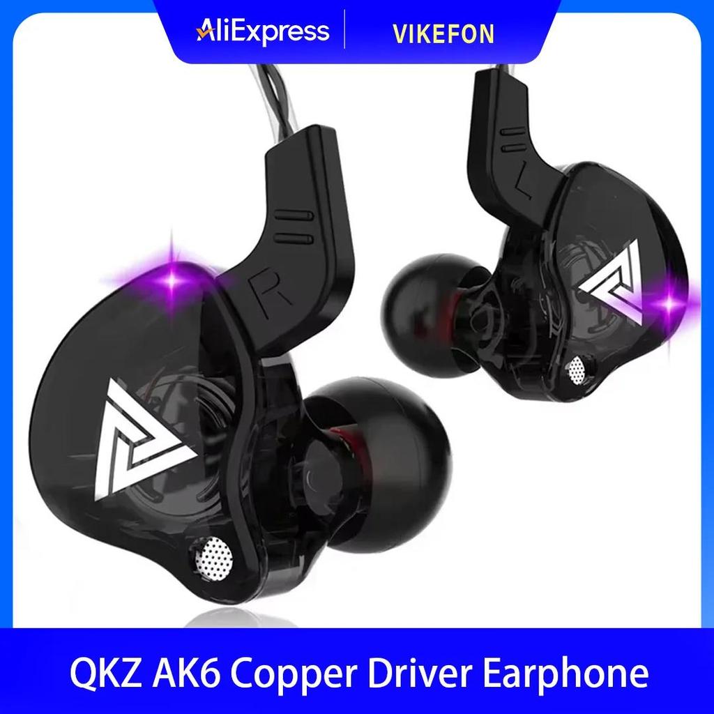 QKZ AK6 Wired Earphones 3.5mm In-Ear HiFi Bass Headphones with Mic Noise Cancelling Sport Gaming Headset for Phone PC Laptop