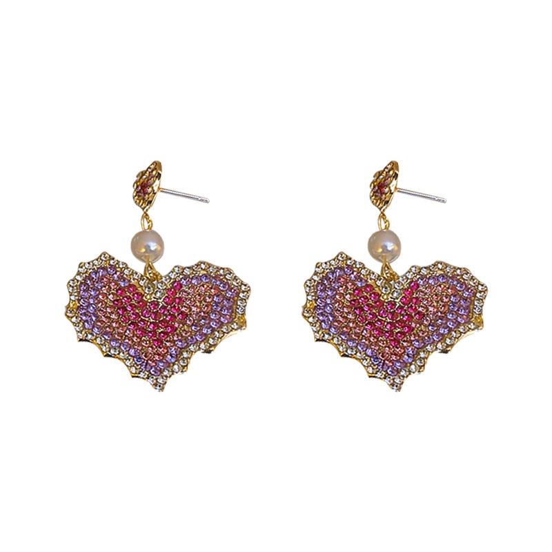 Europäischer & Amerikanischer Übertriebener Design Lange Quaste Blume Ohrringe in Lila/Silber für Frauen