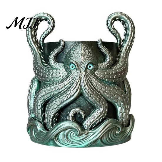 Durable Pla Plant Container 3D Printed Octopus Planter with Tray, Creative Succulents Flower Pot, Weather-Resistant Charming Garden Decor Planting