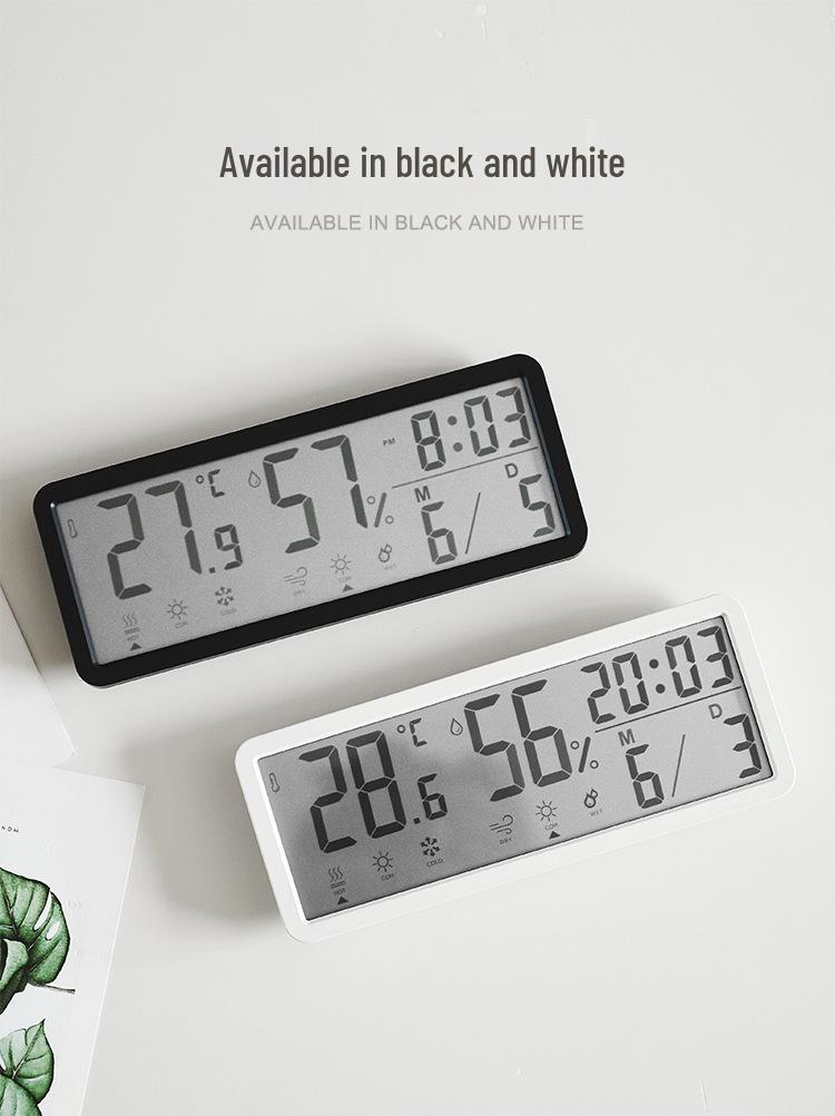 INS Modern Large Screen Wall Clock with Temperature & Humidity Display, Model YD106