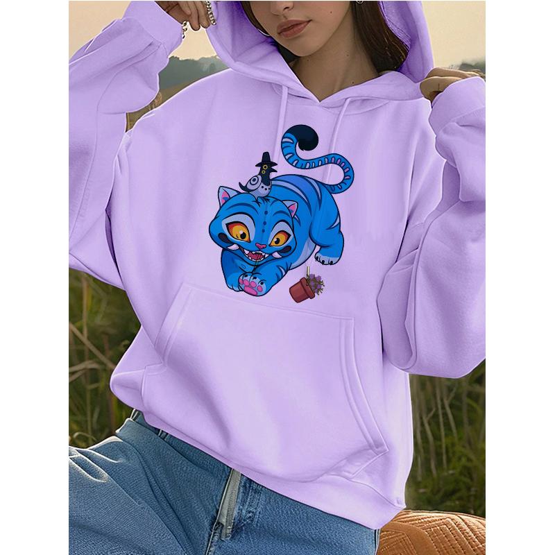 Kpop Demon Hunters Tiger Pocket Hoodies Manga Harajuku Hoody Hooded Women's Autumn Winter Sweatshirts Girls Pullovers Clothes