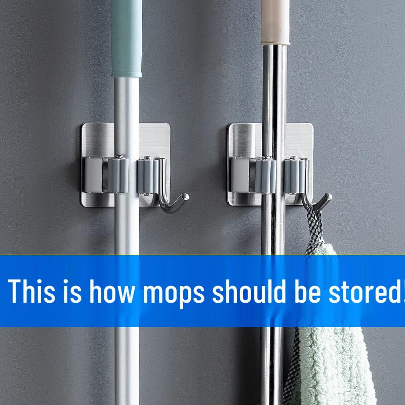 Wall-Mounted Stainless Steel Mop Broom Holder