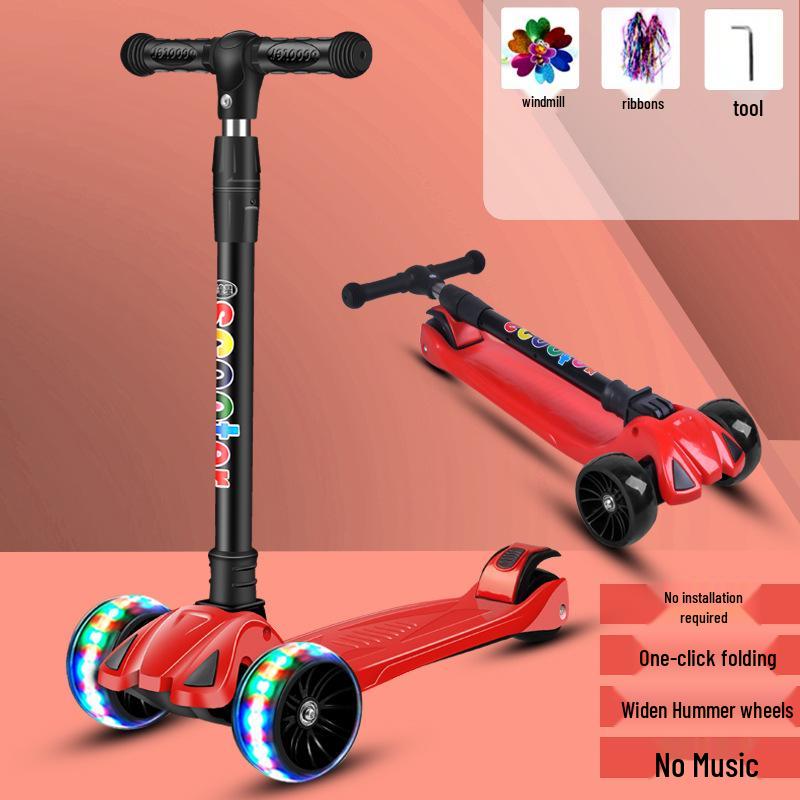 Hulajnoga składana 3 w 1 Little Wen Tong ze światłami dla dzieci w wieku 2-12 lat