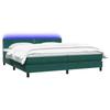 Box Spring Bed with Mattress & LED Lighting Dark Green 180 X 220 Cm Velvet
