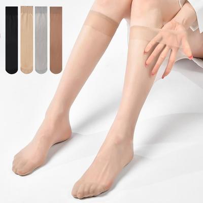 Summer Women's Calf Socks Anti-slip Socks Anti-hook Invisible Transparent Seamless Socks Calf Stockings Women Ultra-thin Nylon Stockings