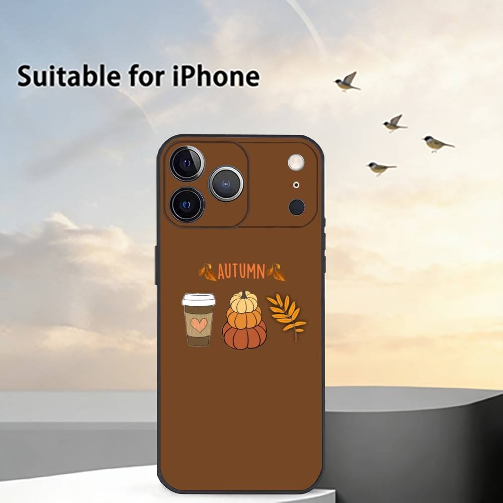 Autumn leaves P-pumpkin Phone Case For iPhone 17, 16,15,14,13,12,11 Plus,Pro Max, Others Soft Black Cover