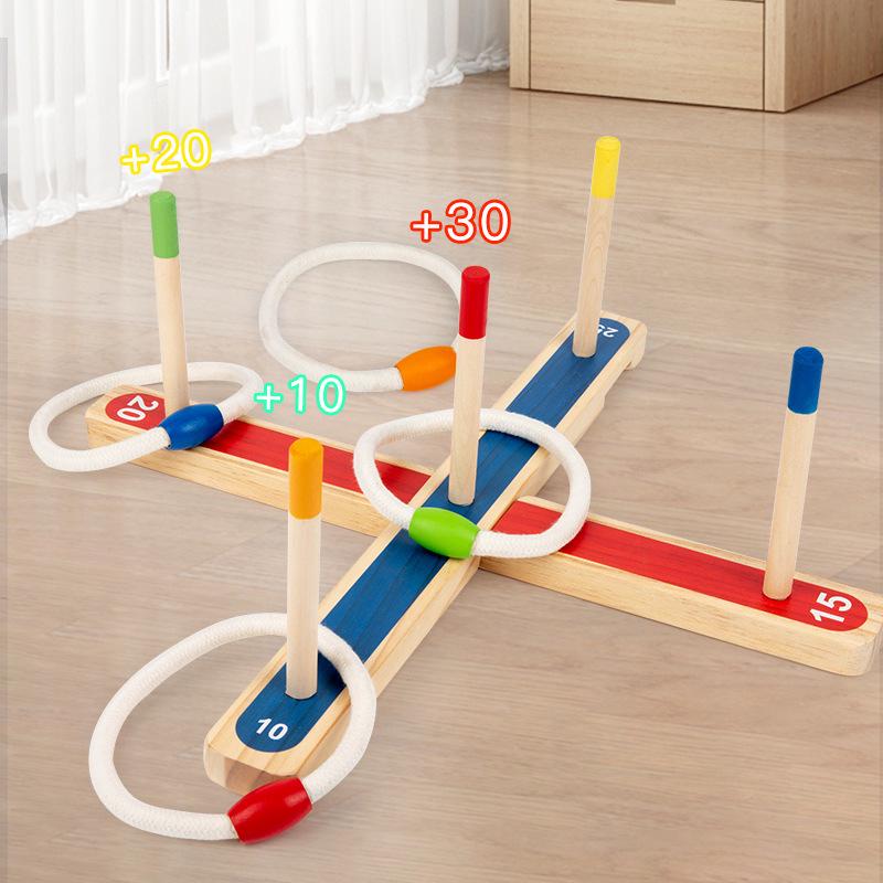 Children's Wooden Ring Toss Game Set: Interactive Outdoor Fun for Kindergarten