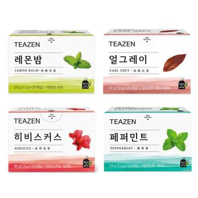 Teazen Svart te, Urtete 20T (4 typer) / Peppermynte, Earl Grey Svart te, Sitronmelisse, Hibiskus