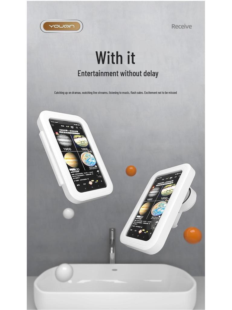 Waterproof Rotating Phone Holder with Suction Cup for Bathroom and Shower