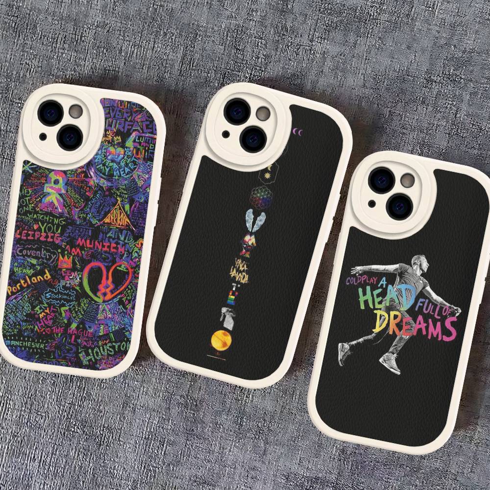 Moon Music Coldplay Band Phone Case For IPhone 16 15 14 13 12 11 Pro Max Plus Leather Shockproof Cover