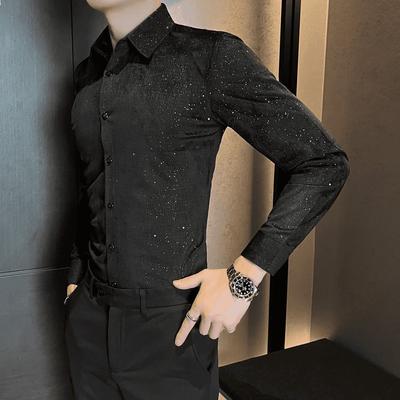 Camisa Masculina 2025 Manga Comprida Novo Estilo Coreano Tendência de Moda Slim Casual
