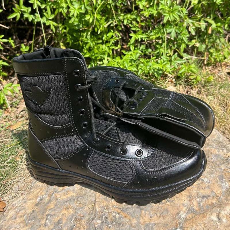 

New black summer mesh breathable combat boots men s ultra-light wear-resistant high-top zipper anti-puncture desert training boots 46