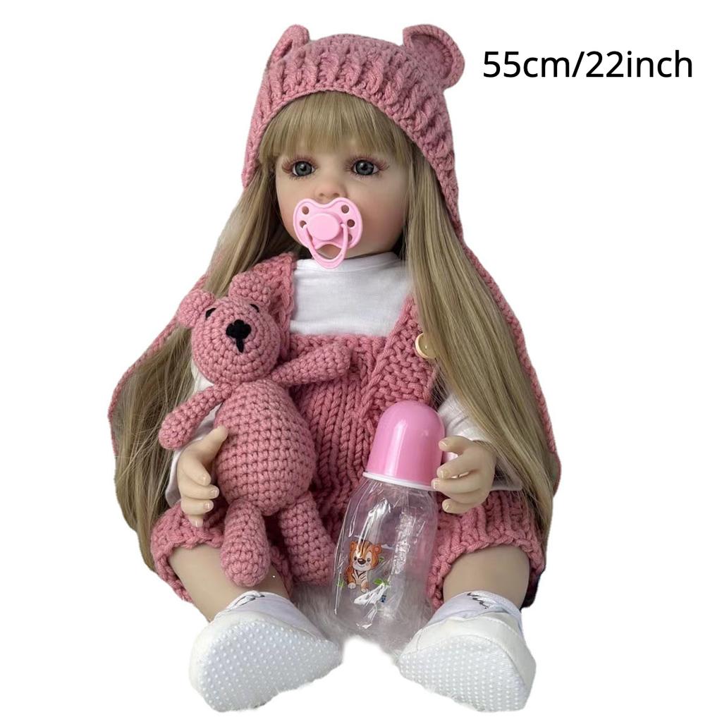BZDOLL Lebensechte Baby Reborn Puppe mit Vollvinylkörper 55cm 22inch Neugeborenes Bebe Prinzessin Kleinkind Mädchen Badespielzeug Geburtstagsgeschenk Realistisch