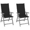 vidaXL Adjustable Garden Chairs 2 Pcs. with Cushions Solid Wood Acacia