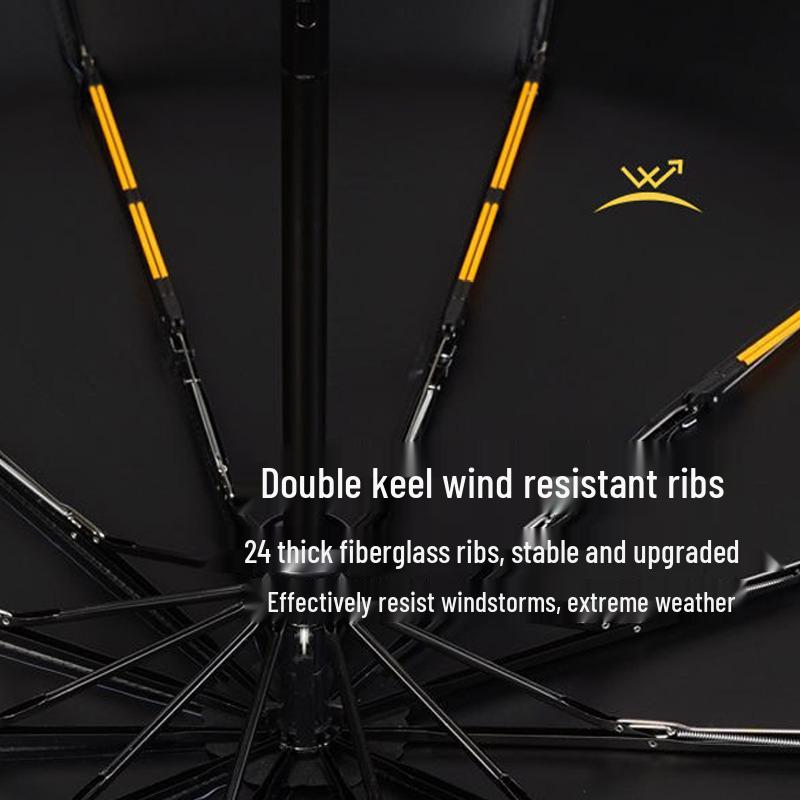 High-End Black Automatic Folding Umbrella with Sunshade and Customized Logo