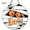 2D Flat 1pc Halloween Horror Mummy Door Sign Printed Wooden Pendant Horror Spider Wooden Hanger Outdoor Porch Home Decoration