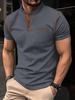 Herren Sommer Poloshirt Uni Kurzarm Umlegekragen T-Shirt Lässig Geknöpft Rundhals Top
