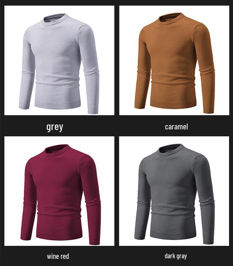 2025 Men's Casual Round Neck Solid Color Fashion Sweater