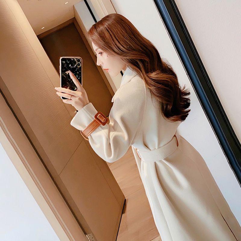 Fashionable Color Block Woolen Coat with Thickened Clothes for Women In Autumn and Winter