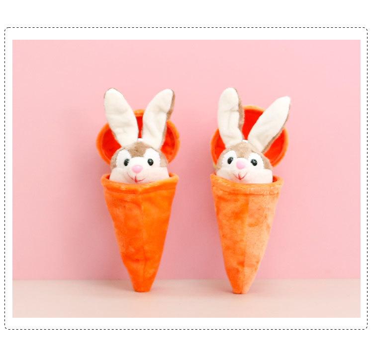 Kawaii Plush Carrot Keychain Bunny Hiding in Carrot with Zipper Pouch Cute Cartoon Animal Plush Toy for Bag Gift for Kids Adults