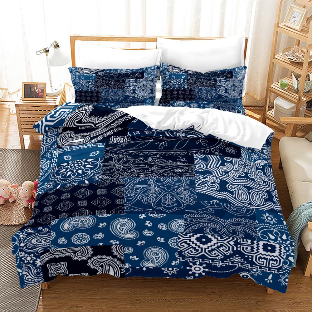 Home Textile Splicing Quilt Cover Digital Printing Three-Piece Set 3D