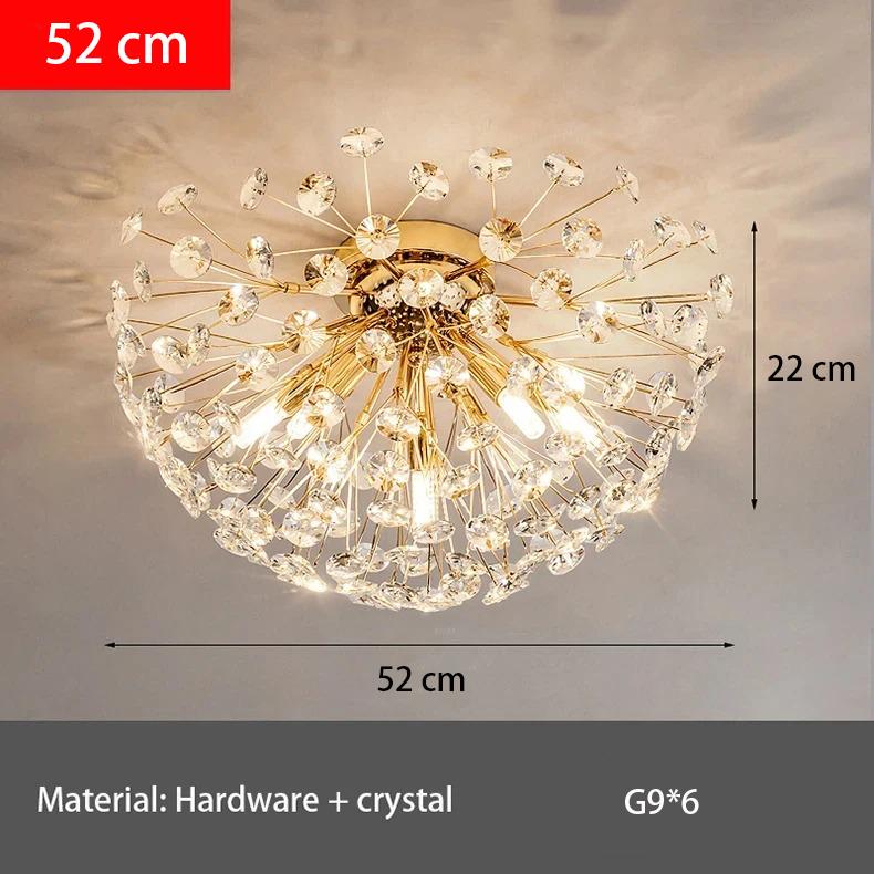 Modern French Dandelion Crystal Ceiling Light Fireball Light French Gold Restaurant Living Room Bedroom Lighting G9LED