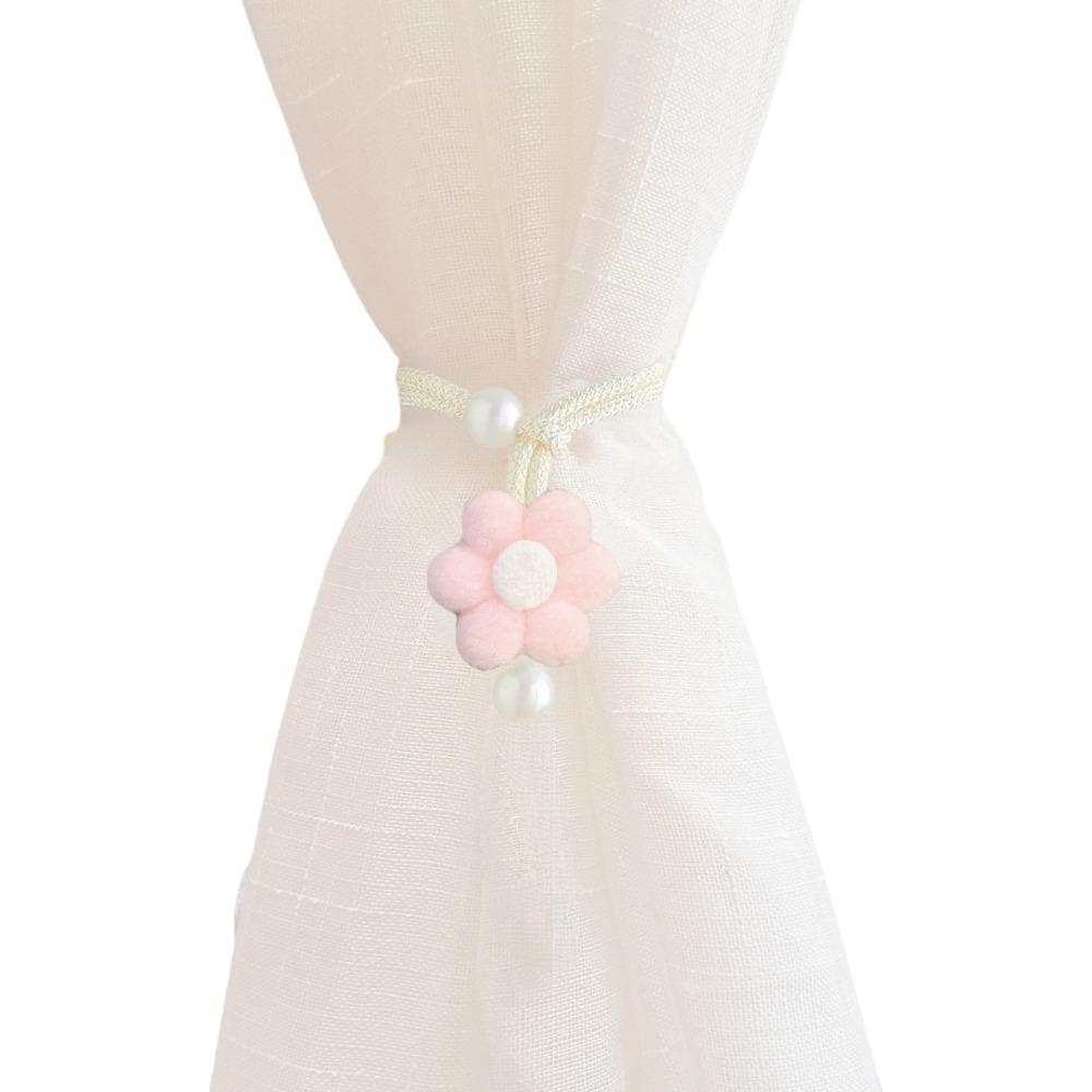 2PCS Drapery Cords Heart-shaped Curtain Tiebacks Romantic with Beads Window Curtain Holders Plush Curtain Strap Valentine's Day