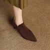 Krazing Pot Sheep Suede Autumn Winter Shoes Stiletto Med Heels Size 43 Size 42 Pointed Toe Concise Style Deep Mouth Pumps