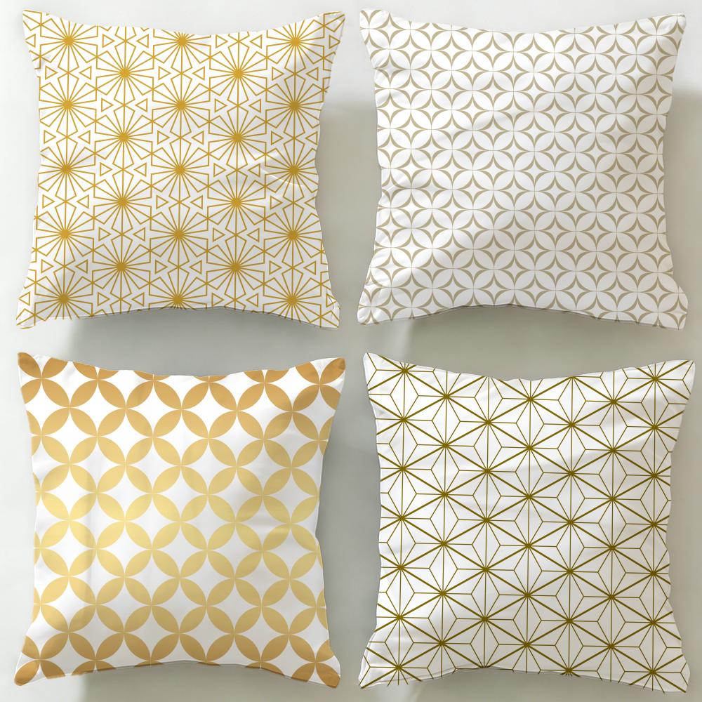 classic art theme Japanese Golden Lines Cushion Cover Soft EasyWash Pillow Case Versatile for Couch Bed Travel and Office