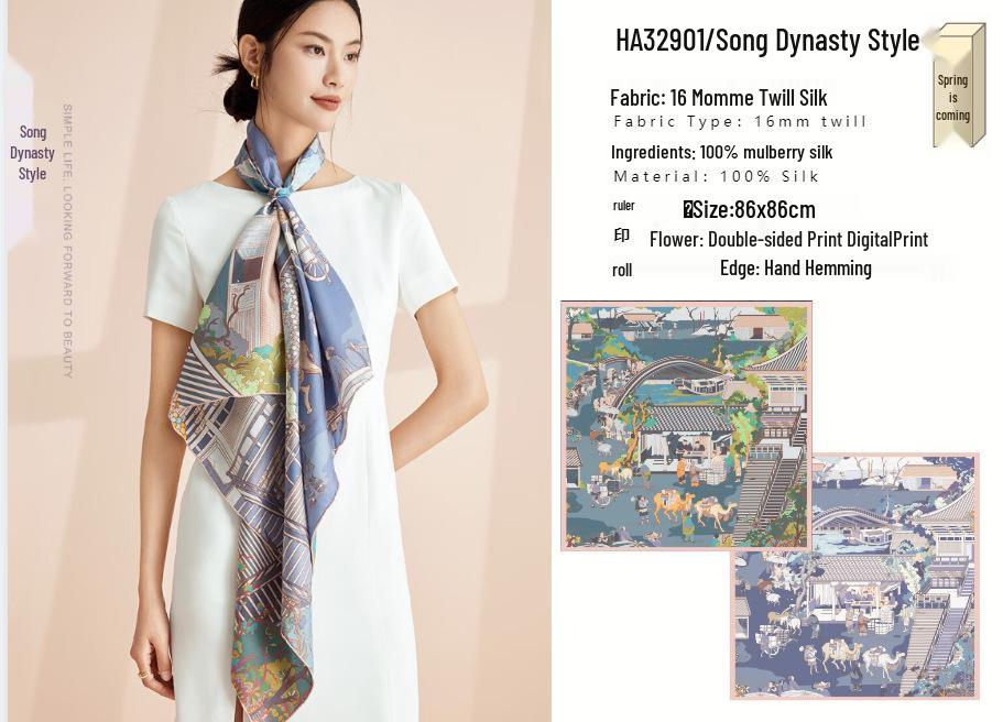 Versatile Double-Sided 100% Mulberry Silk Scarf, 16 Momme Twill, Luxury Style for Autumn/Winter