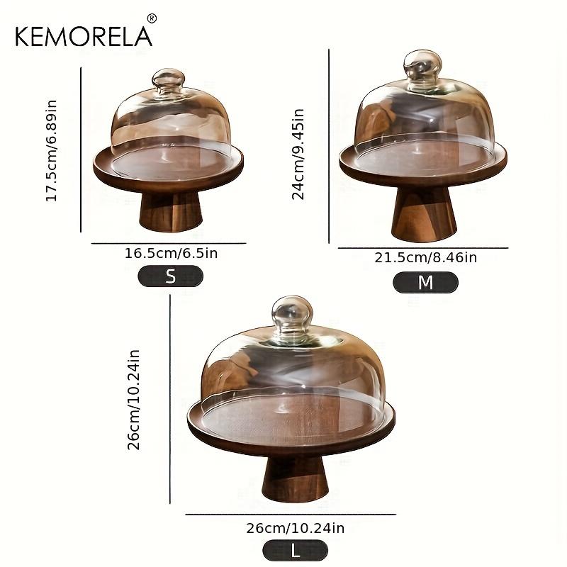 Japanese Wooden Cake Tray Food Storage Box With Glass Lid Kitchen Fruit Cake Dessert Nut Snack Kitchen Storage Box