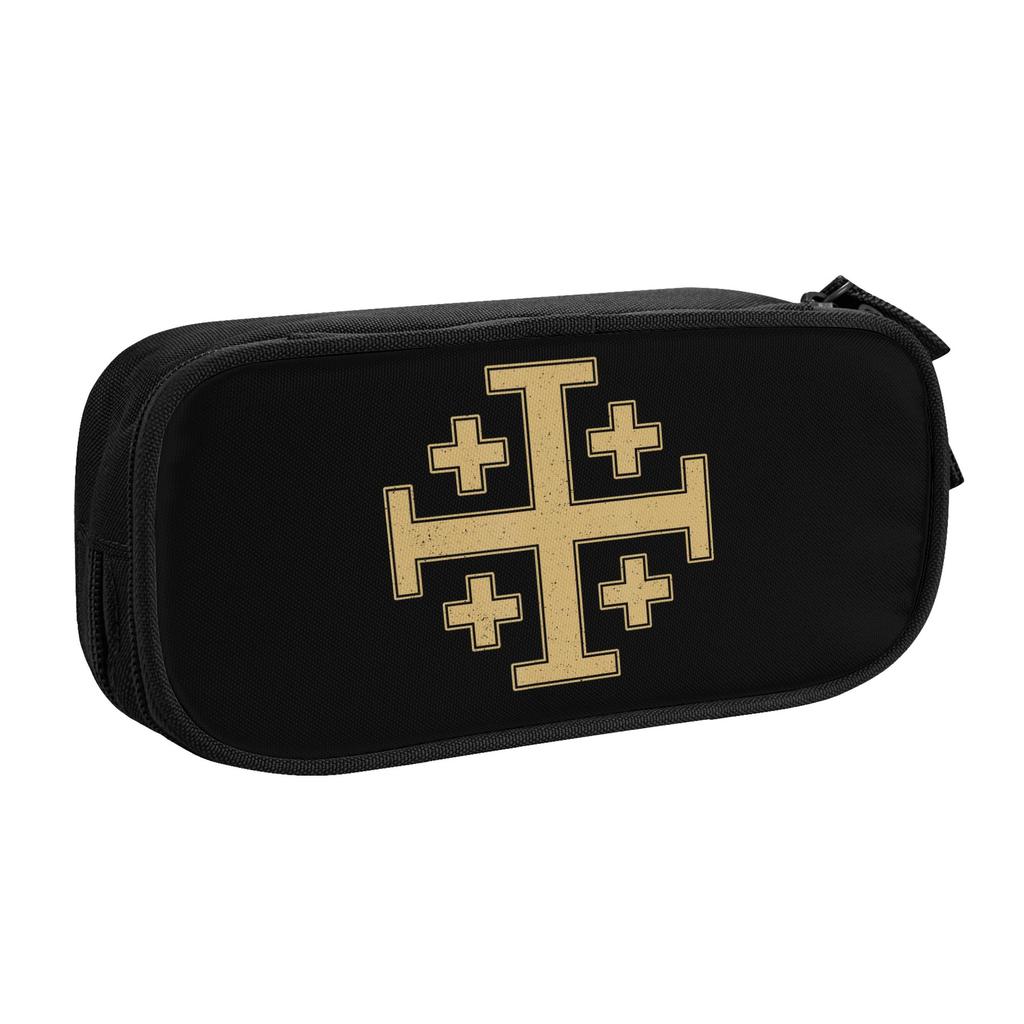 Knight Jerusalem Cross Christian Pencil Cases Templar Jesus Pencilcases Pen Student Big Capacity Bags School Zipper Stationery