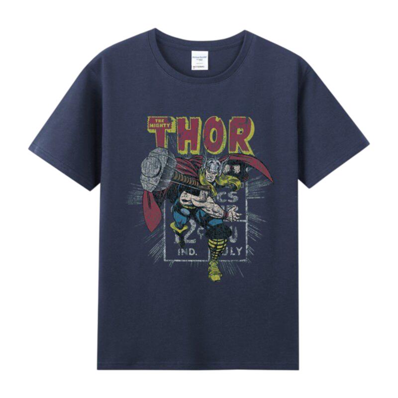 Thor Marvel TShirt The Mighty Thor Retro Comic Print Vintage Streetwear Heavyweight Cotton Loose Fit Top for Men Women