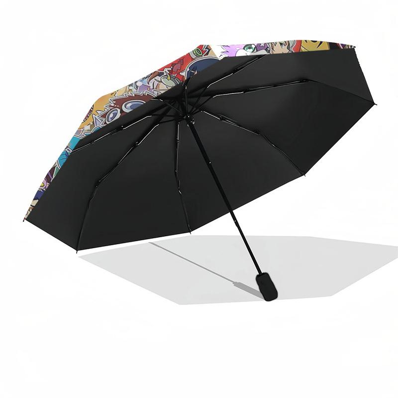 1pc Digimon Characters Outdoor Umbrella - Automatic Opening/Closing, Portable 3-Fold Design, 8-Rib Iron Frame - Perfect Gift for Fans, Travelers,