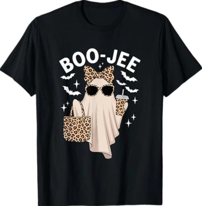 Coquette Leopard Ghost Coffee Boo-JEE Halloween Boujee Ghost T-Shirt 3XL