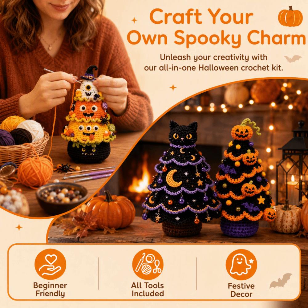 Beginner Friendly Halloween Crochet DIY Kit Complete Set Knitting Supplies DIY Craft Project