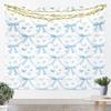 Chinoiserie Bow Tapestry Blue And White Floral Wall Art Pink Bow Wall Hanging Blanket For Living Room Bedroom Modern Aesthetics