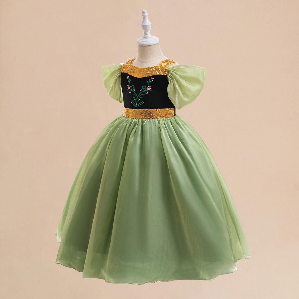 Frozen Princess Anna Costume Dress - High-End Children s Halloween Performance Gown 4Y