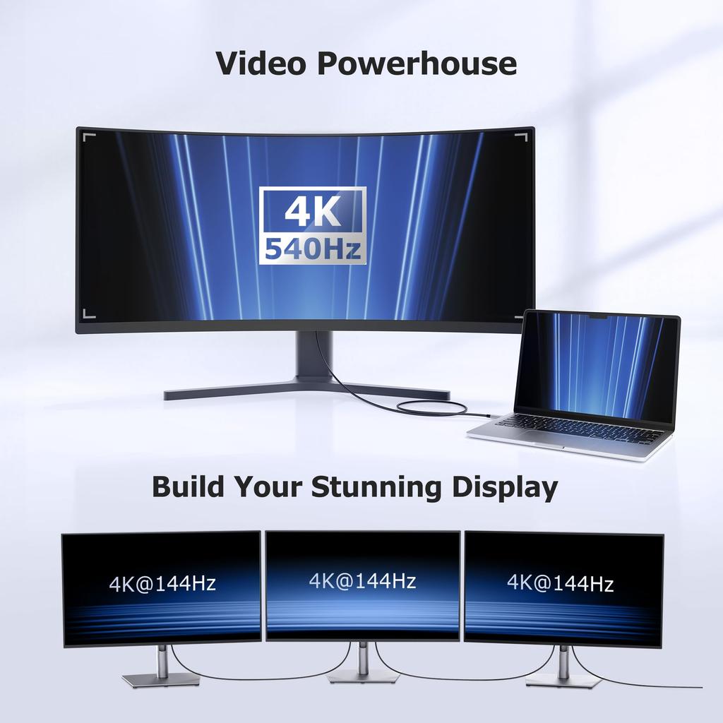 Cable Matters 80Gbps Braided Thunderbolt 5 Cable To 120Gbps Bandwidth 240W Thunderbolt 5 Thunderbolt Black [Intel Certified] - 0.5m, [Up Boost,