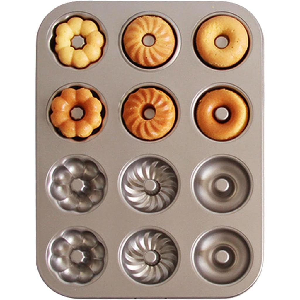 Baking Mold 12-Cavity Non-Stick Silicone 35.5x26.5cm Gray Cake Pan