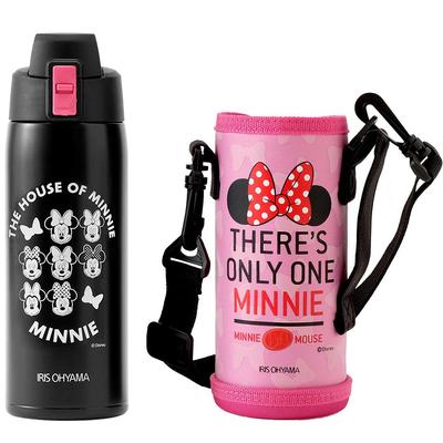 Iris Ohyama Water Bottle for Children Kids 600ml Minnie Direct Drinking Cold Storage Disney Vacuum Insulated Keeps Cold for 6 Hours Includes Nice