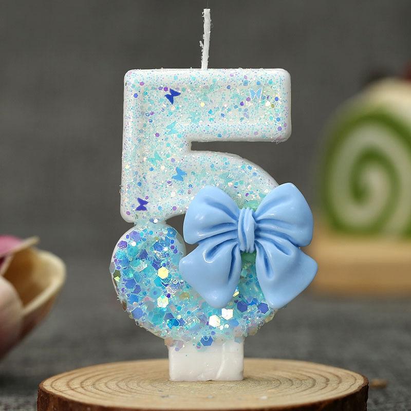 Bow Birthday Candles Number Candle Cake Candle Decoration Baby Shower Party Cake Topper Decor Anniversary Decor Velas Cumpleaños