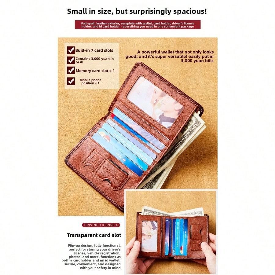New men's wallet vertical first layer cowhide anti-theft swipe card degaussing genuine leather wallet popular wallet
