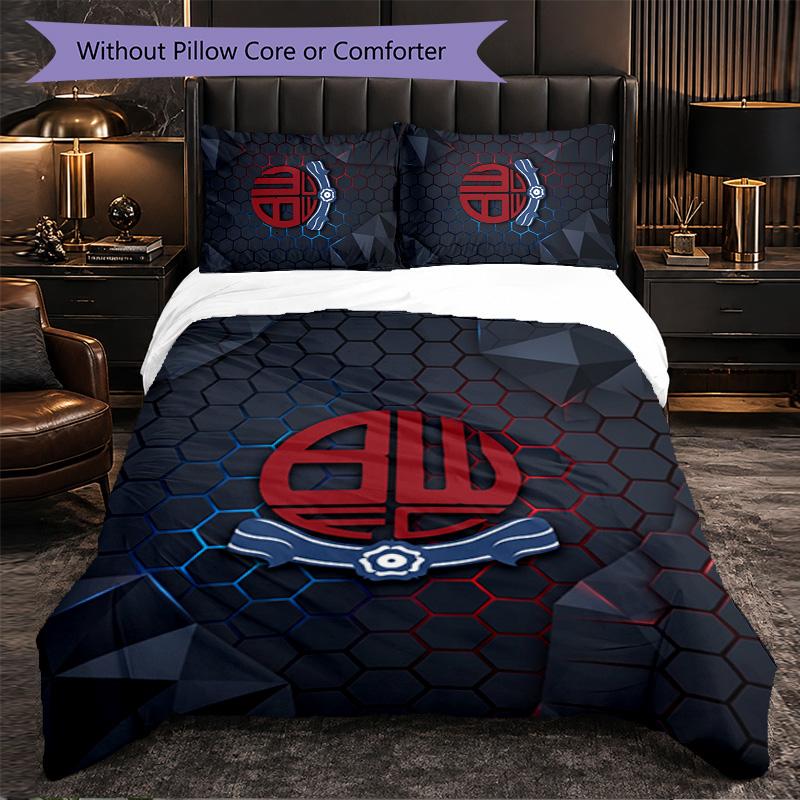 Bolton Wanderers FC Themed Bedding 3Pcs Duvet Cover Set Decorative Bed Linen For Teen Room Home Decoration