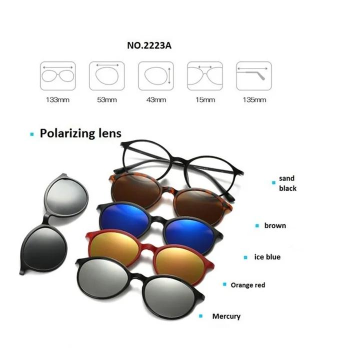 Retro 5+1 Polarizované Klipy na Brýle pro Krátkozrakost Rám Brýlí Pro Muže Ženy Pět Magnetických Sklíček Zrcadlové 0 -1 -1.5 -2 -2.5 -3 -3.5 -4.0