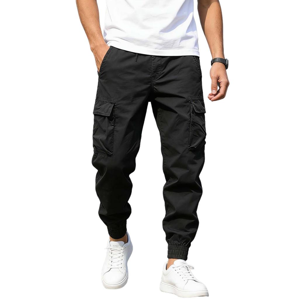 Men Loose Fit Elastic Waist Hiking Work Cargo Joggers For Outdoor Camping Fishing Multi Pocket
