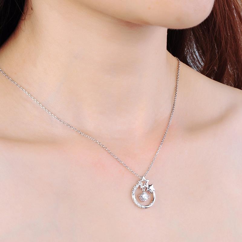 Lindon 925 Sterling Silber Klassische Damen Halskette Anhänger Zirkon Mode Geschenk